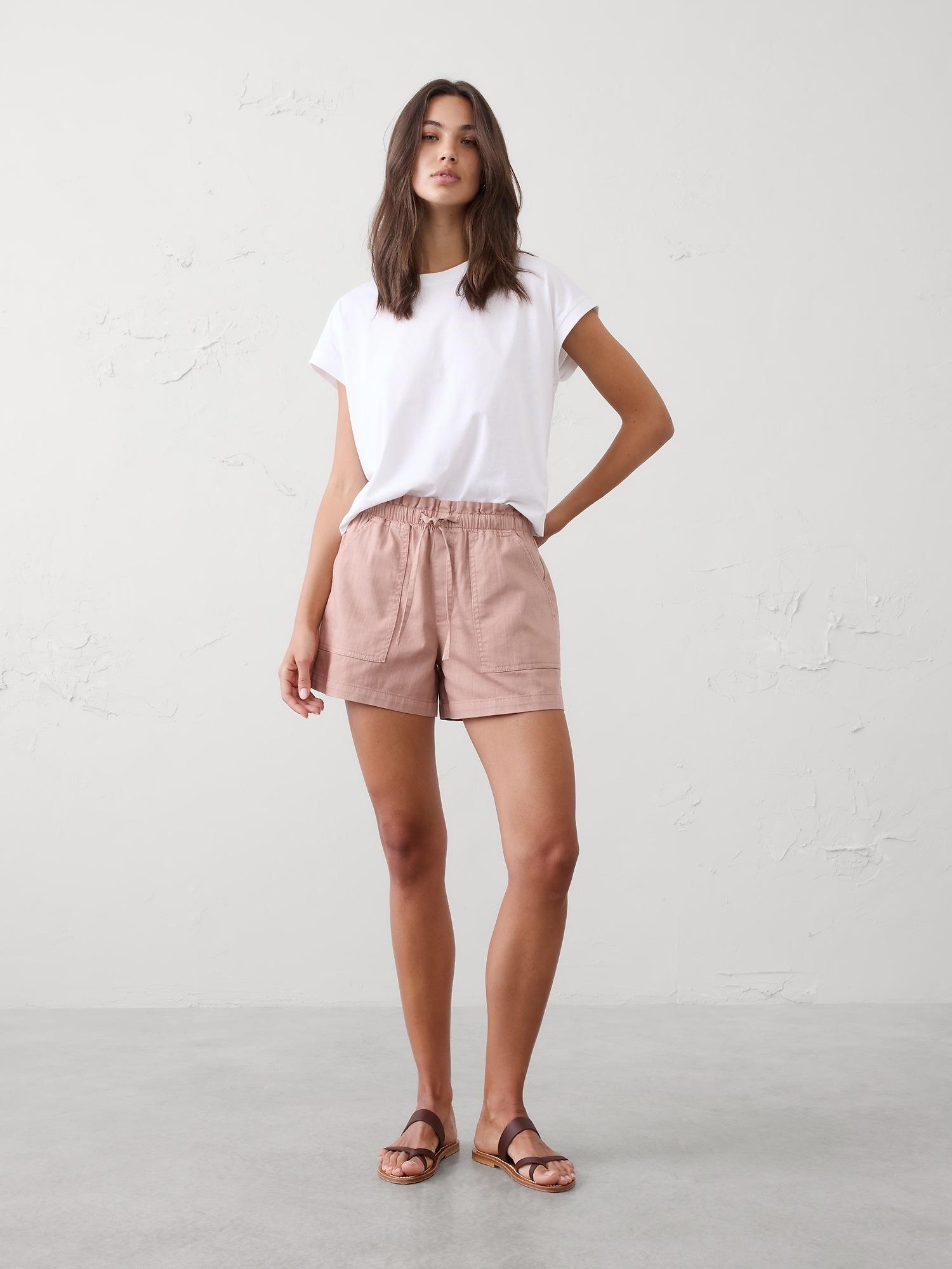 mid-rise summerweight denim pull-on short