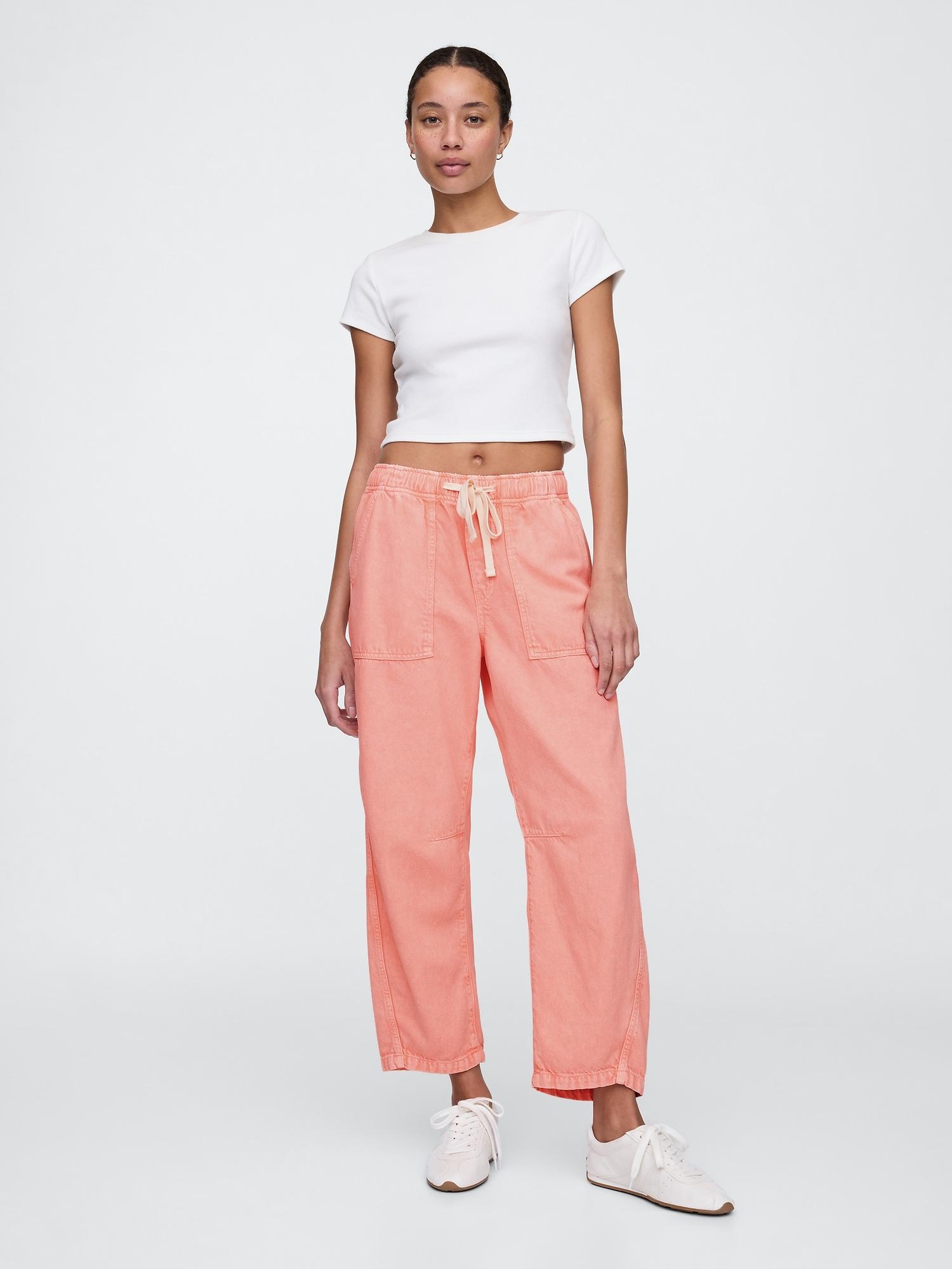 mid rise supersoft pull-on barrel jeans