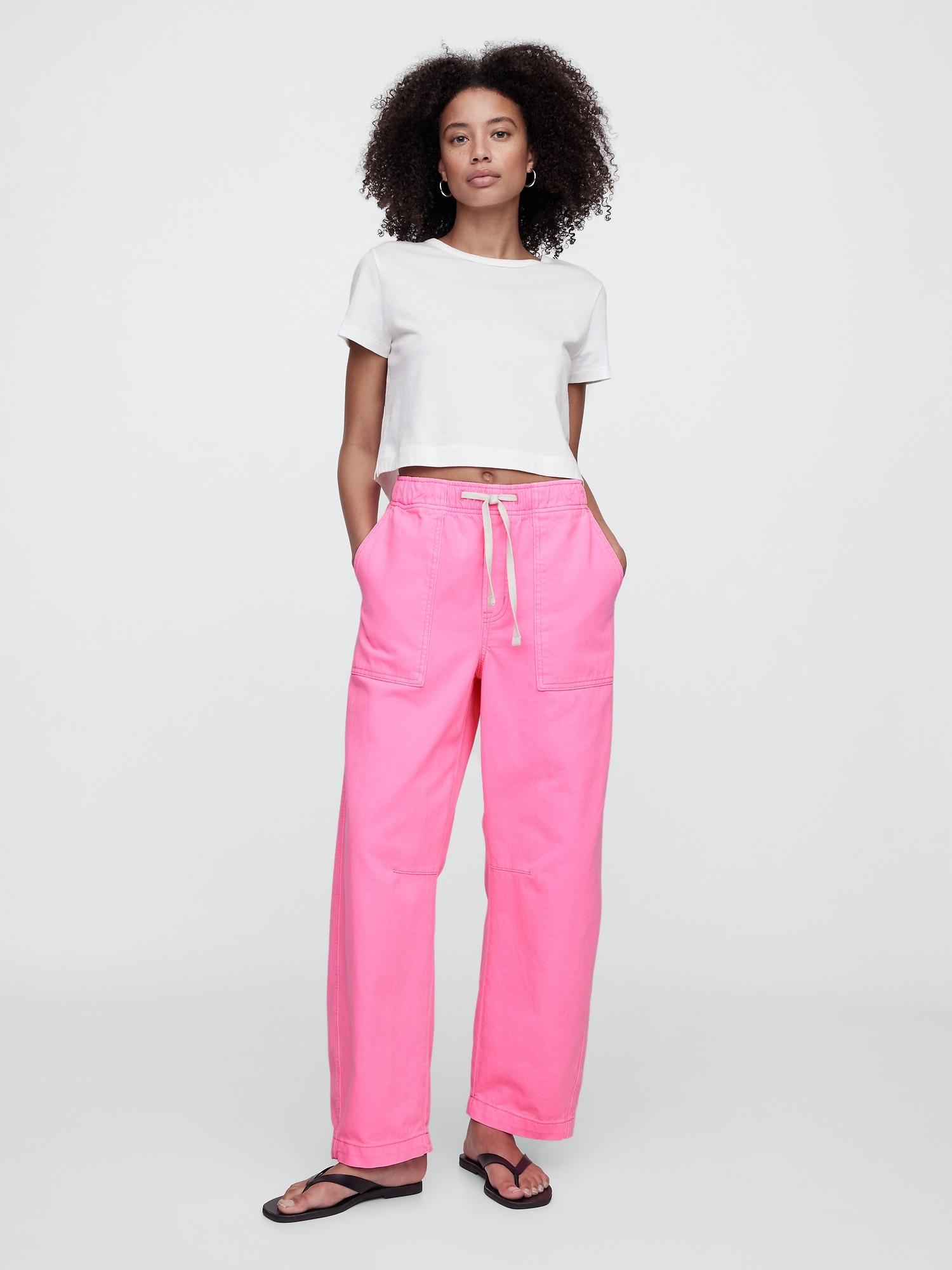 mid rise supersoft pull-on barrel jeans