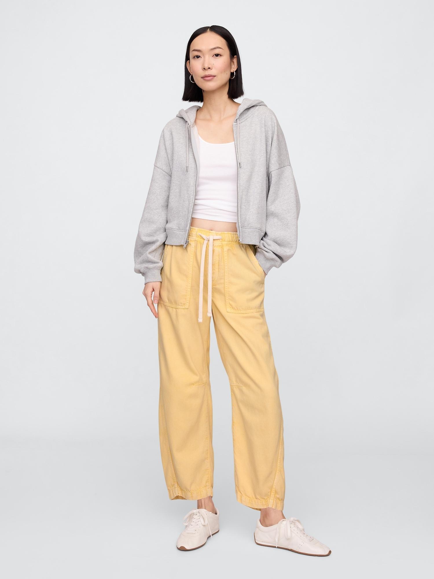 mid rise supersoft pull-on barrel jeans