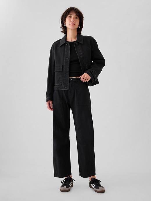 mid rise twill barrel pants