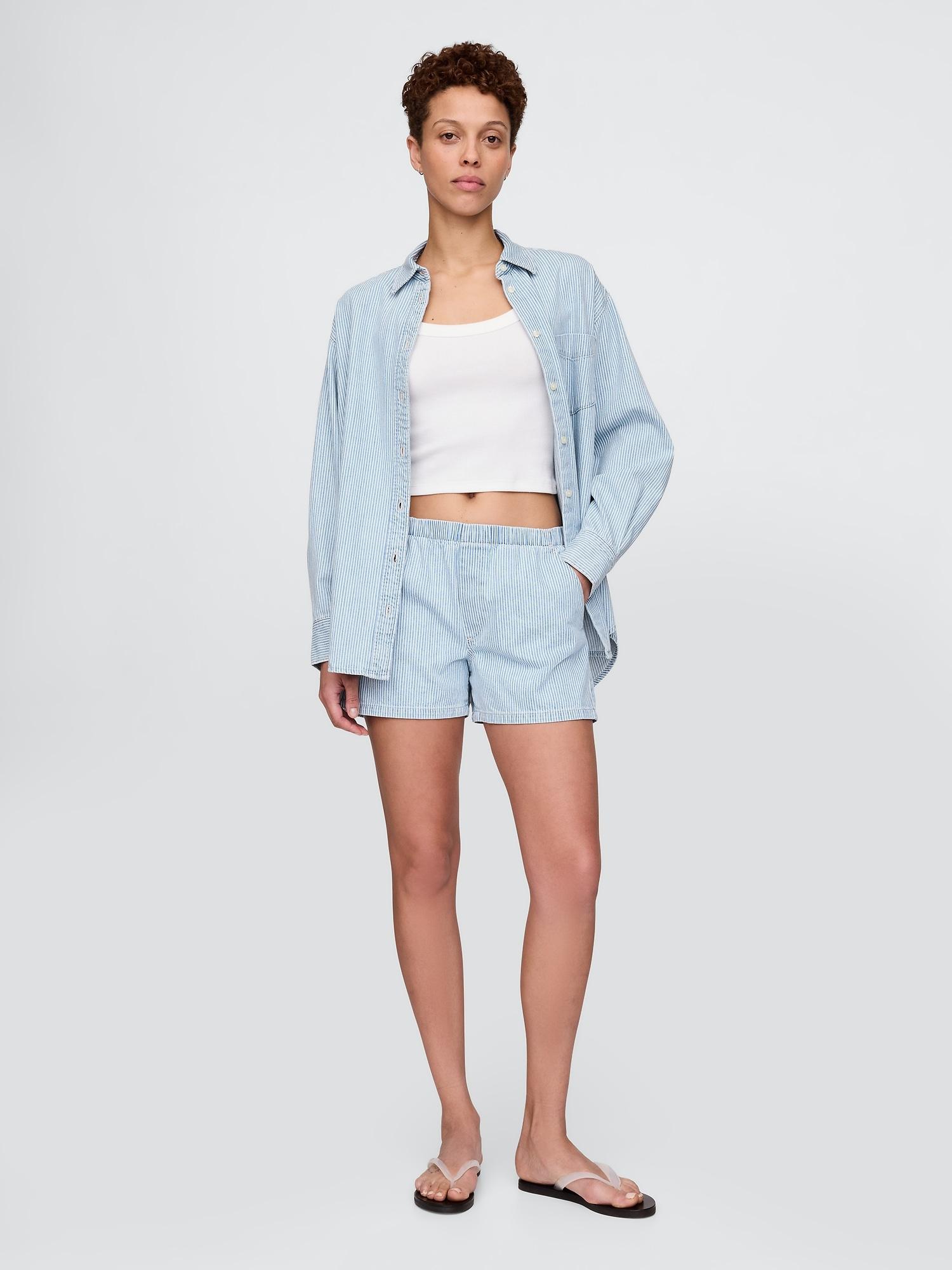 mid rise ultrasoft denim easy boxer shorts