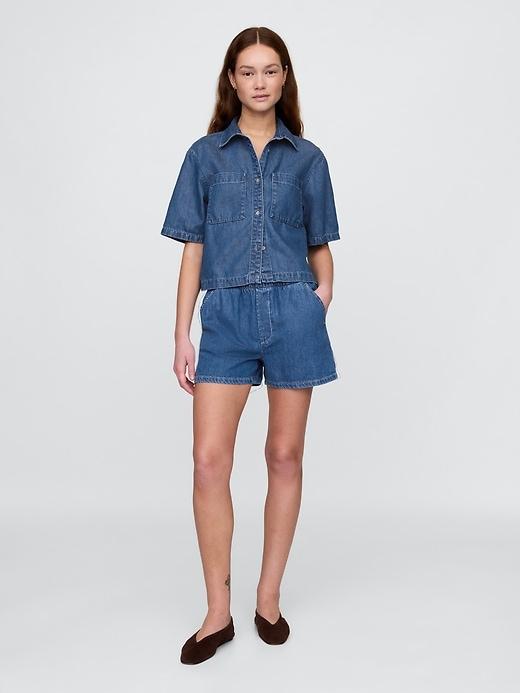 mid rise ultrasoft denim easy boxer shorts