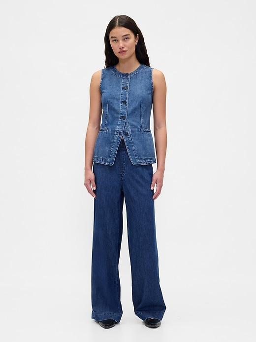 mid rise ultrasoft pleated baggy jeans