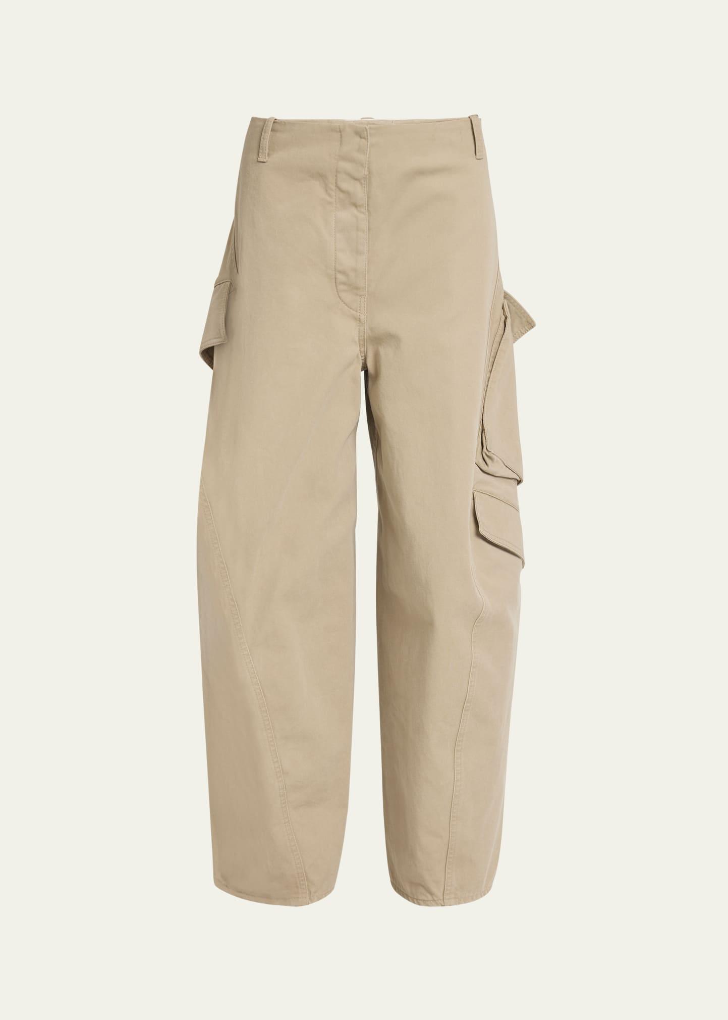 mid-rise washed chino barrel-leg cargo trousers