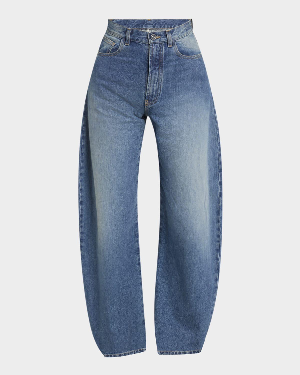 mid-rise wide-leg barrel jeans