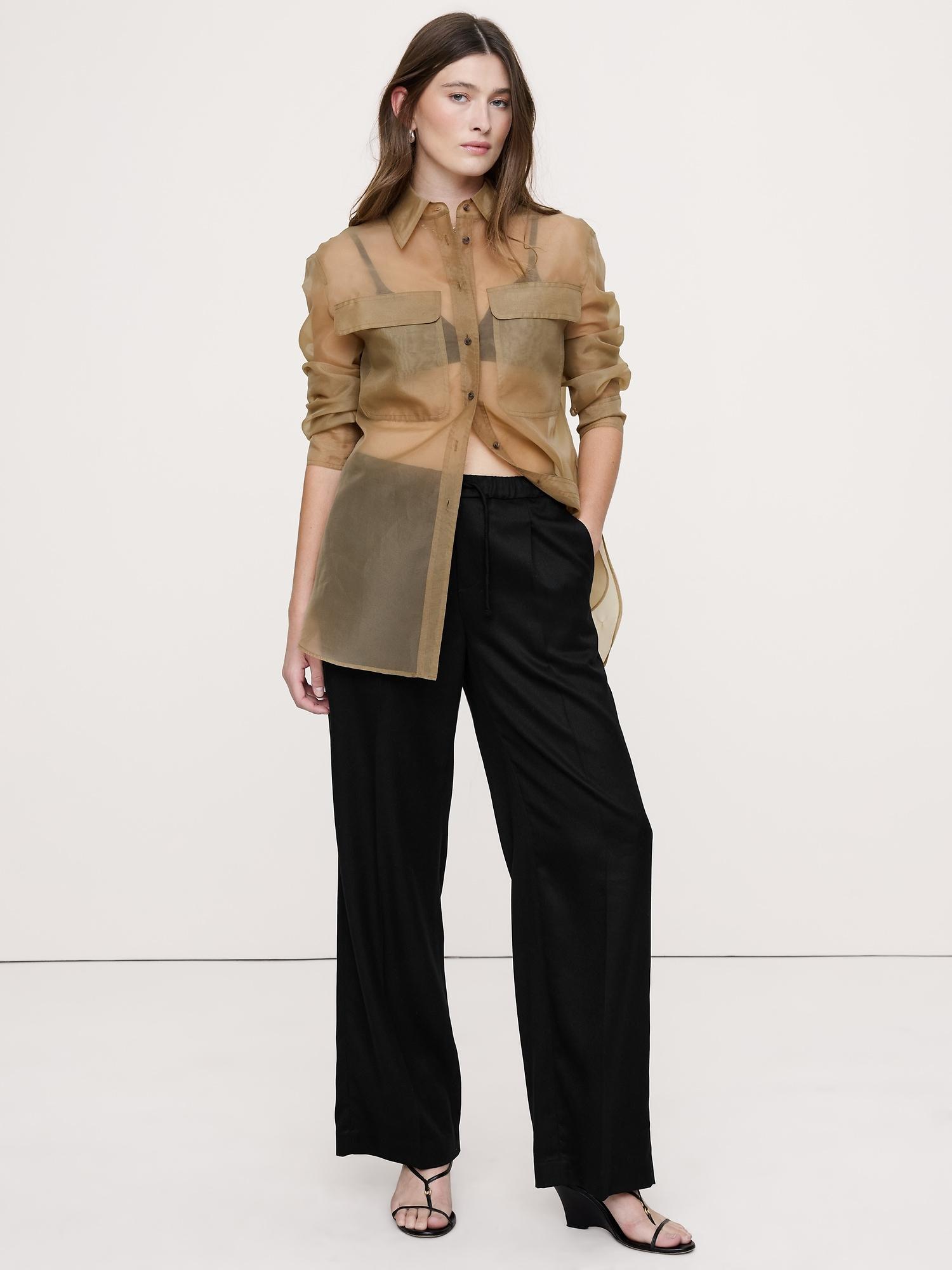 mid-rise wide-leg drapey tencel™ pull-on pant