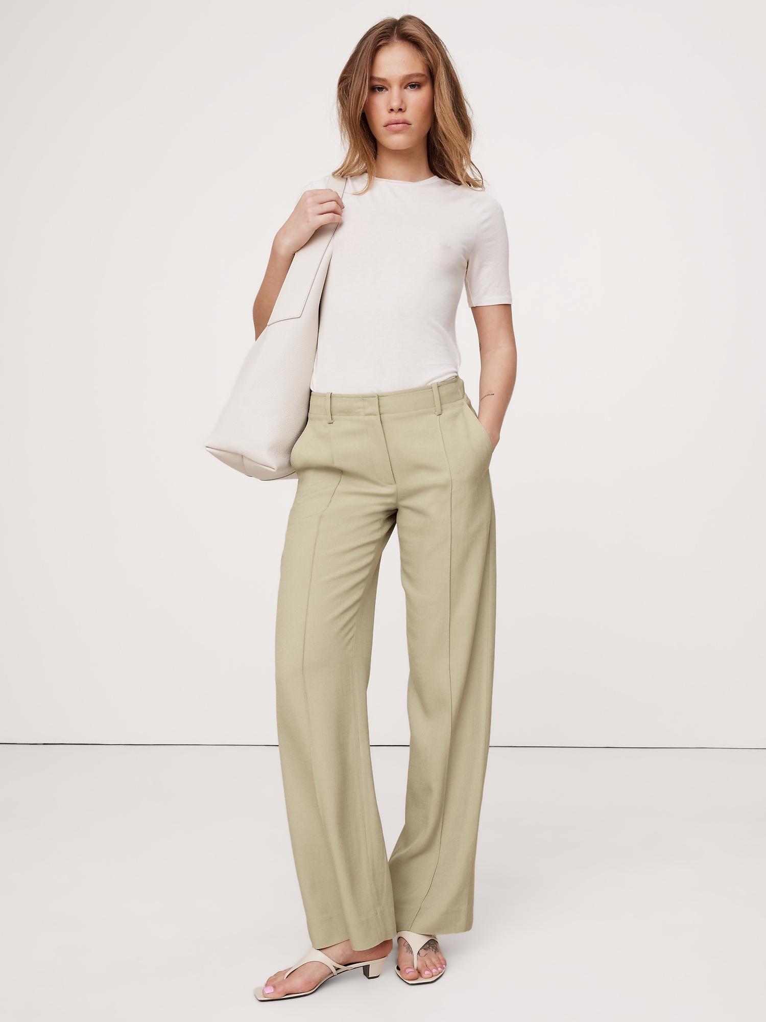 mid-rise wide-leg drapey twill pant