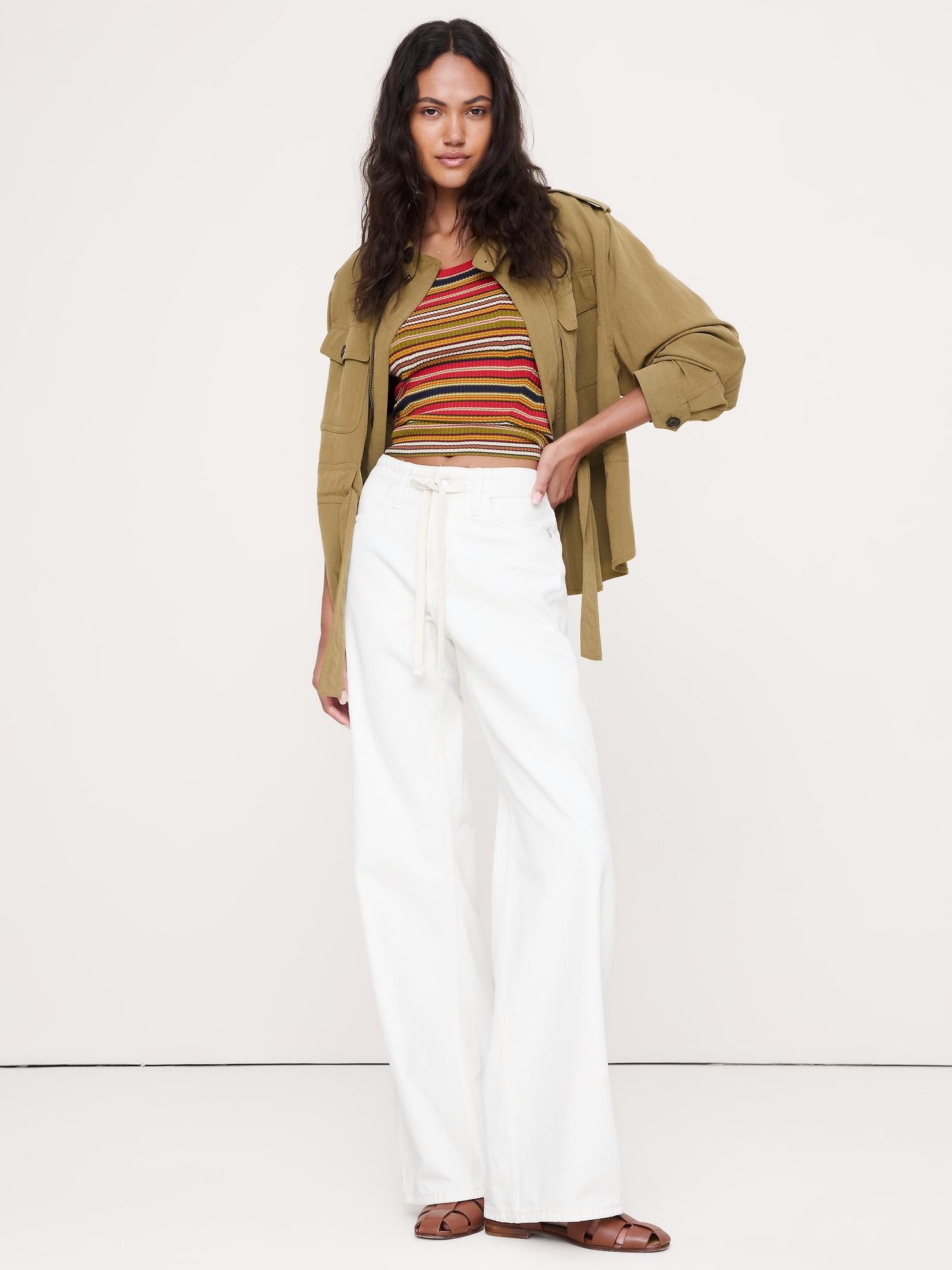 mid-rise wide-leg drawstring jean