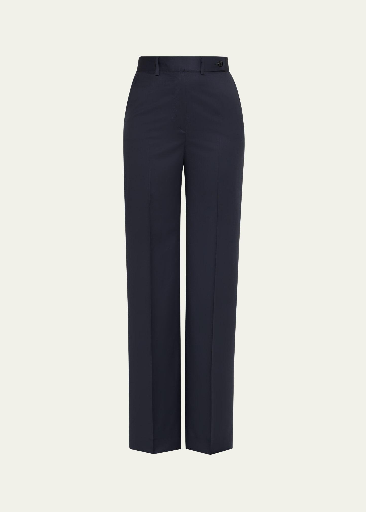 mid-rise wide-leg wool trousers