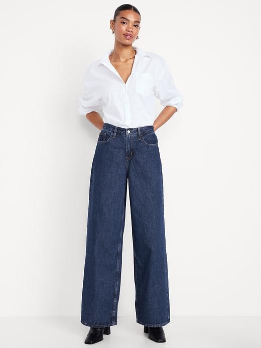 mid-rise wow baggy wide-leg jeans