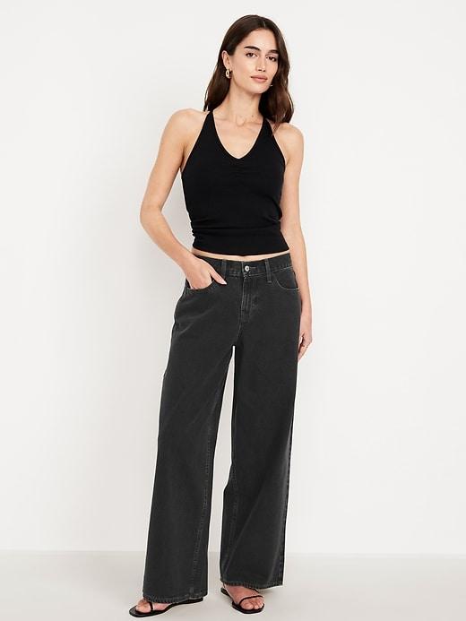 mid-rise wow baggy wide-leg jeans