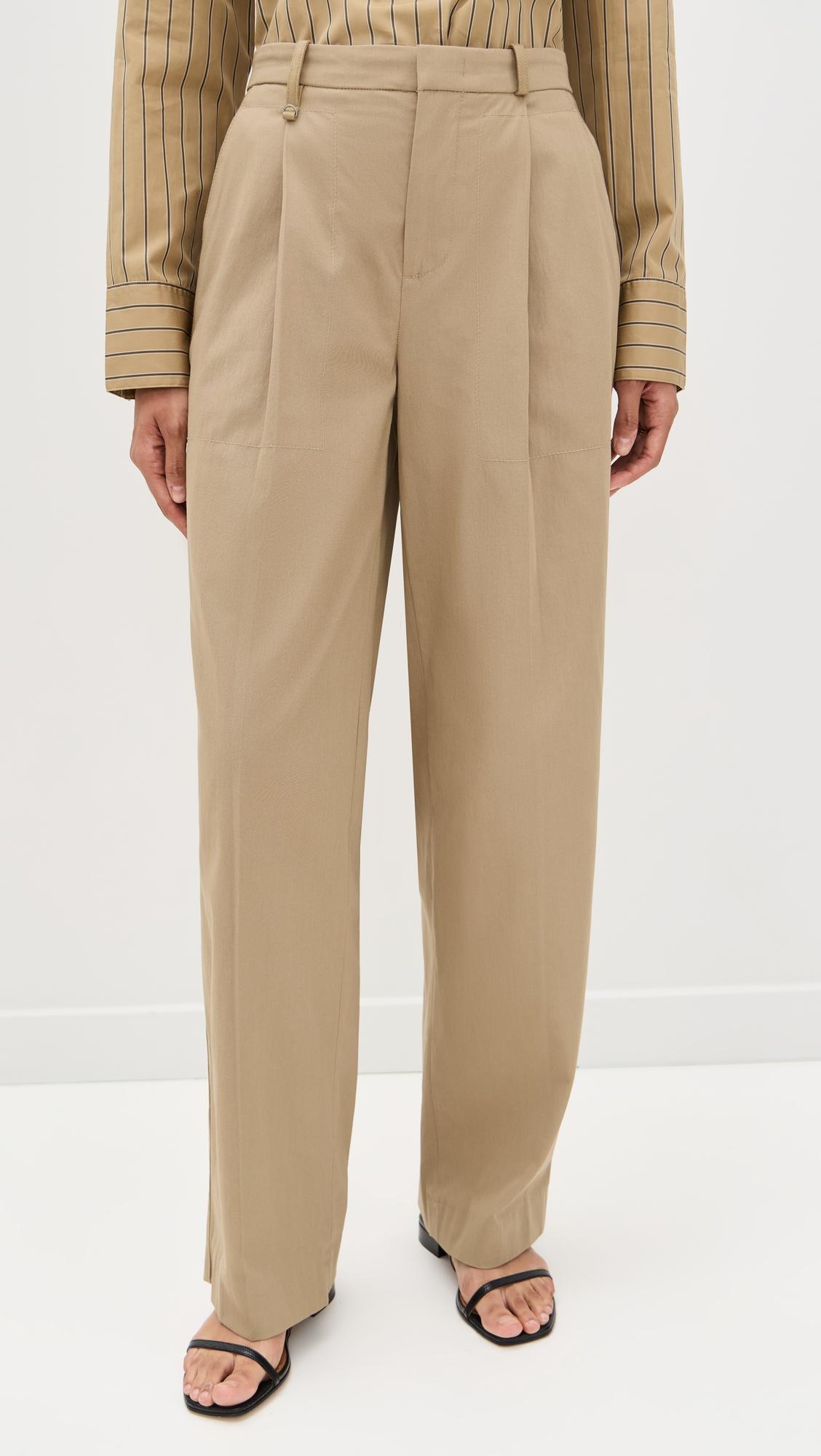 mid waist pleat front trousers
