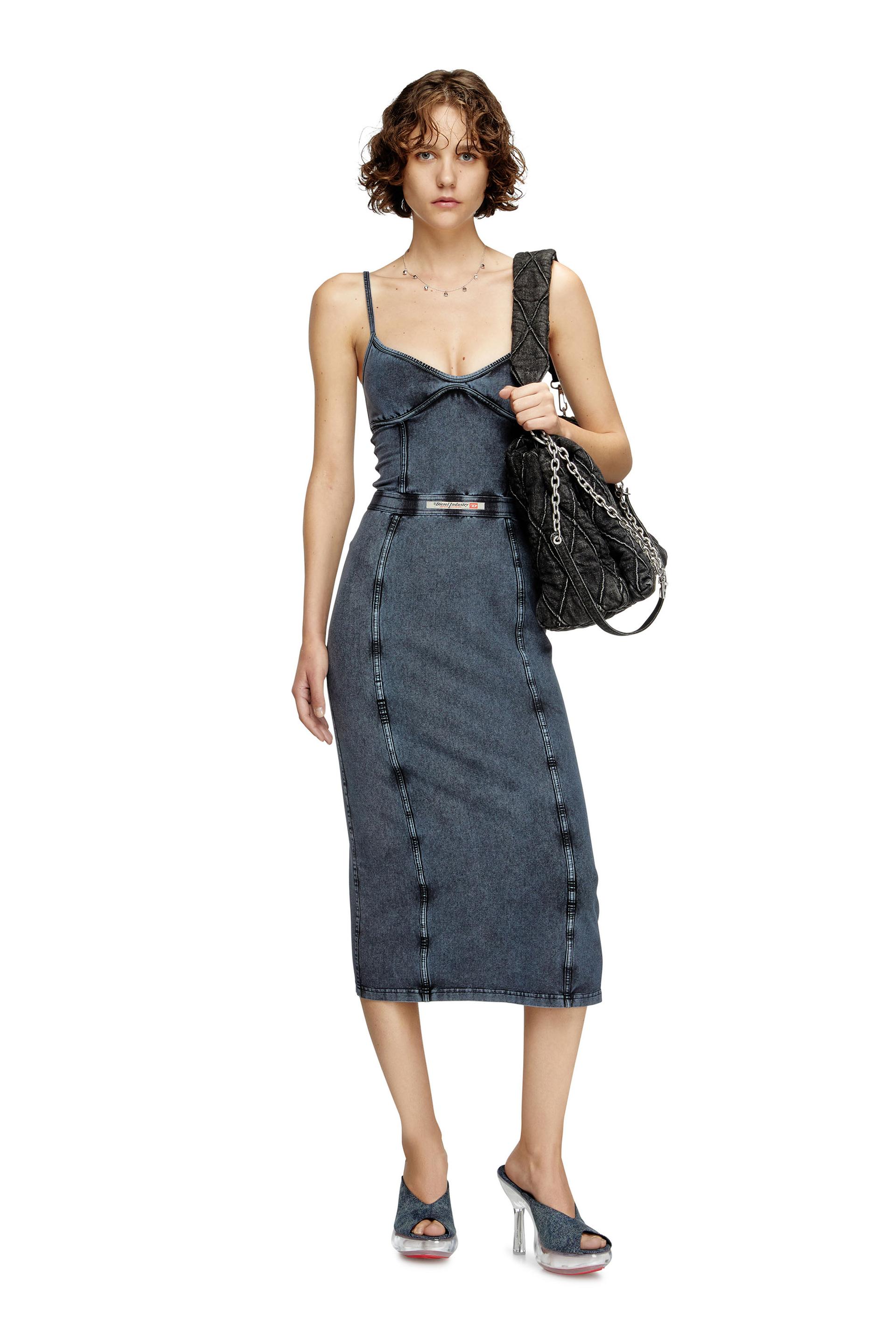 midi dress in denim-look jersey