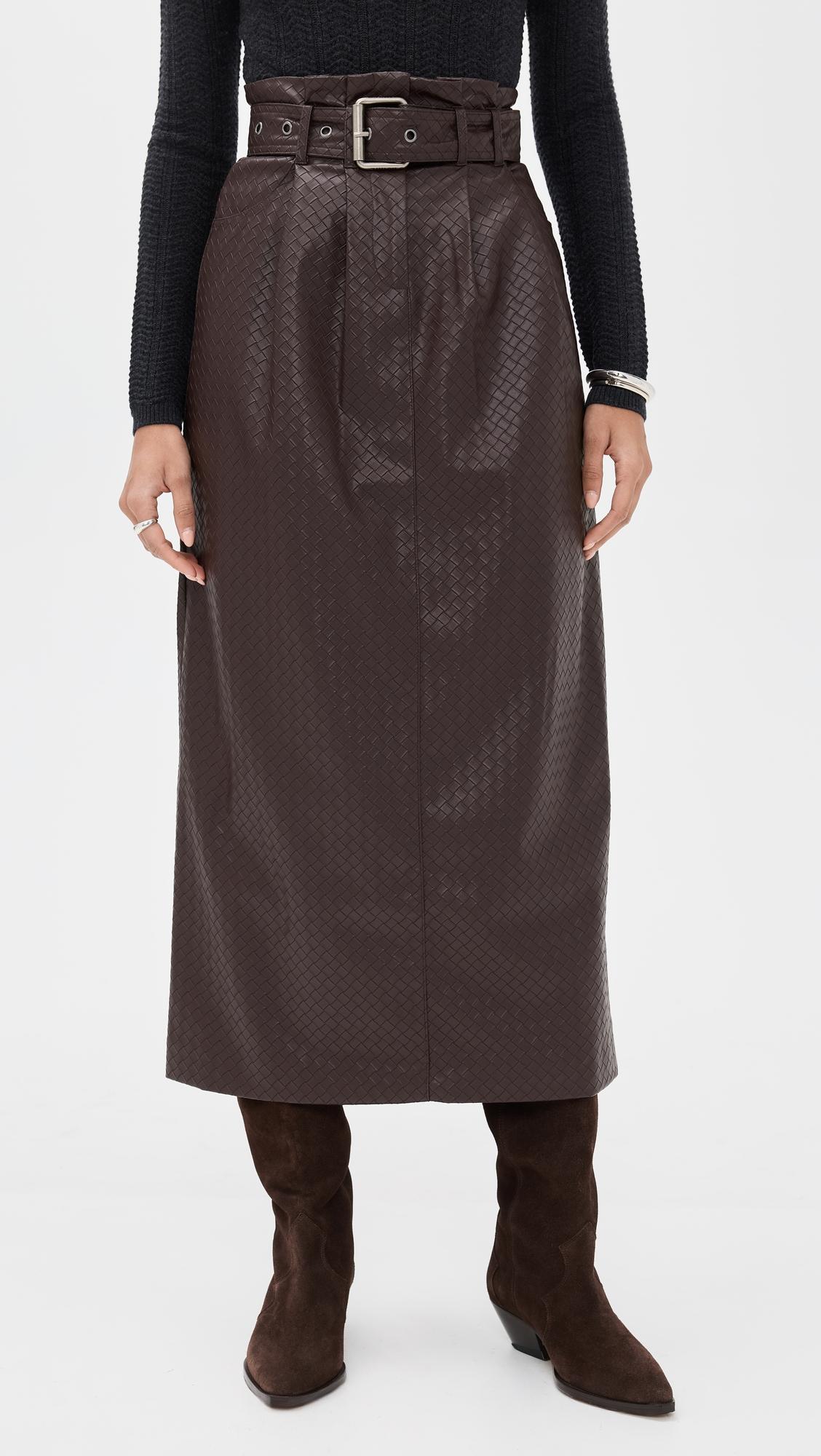 midi paper waist skirt