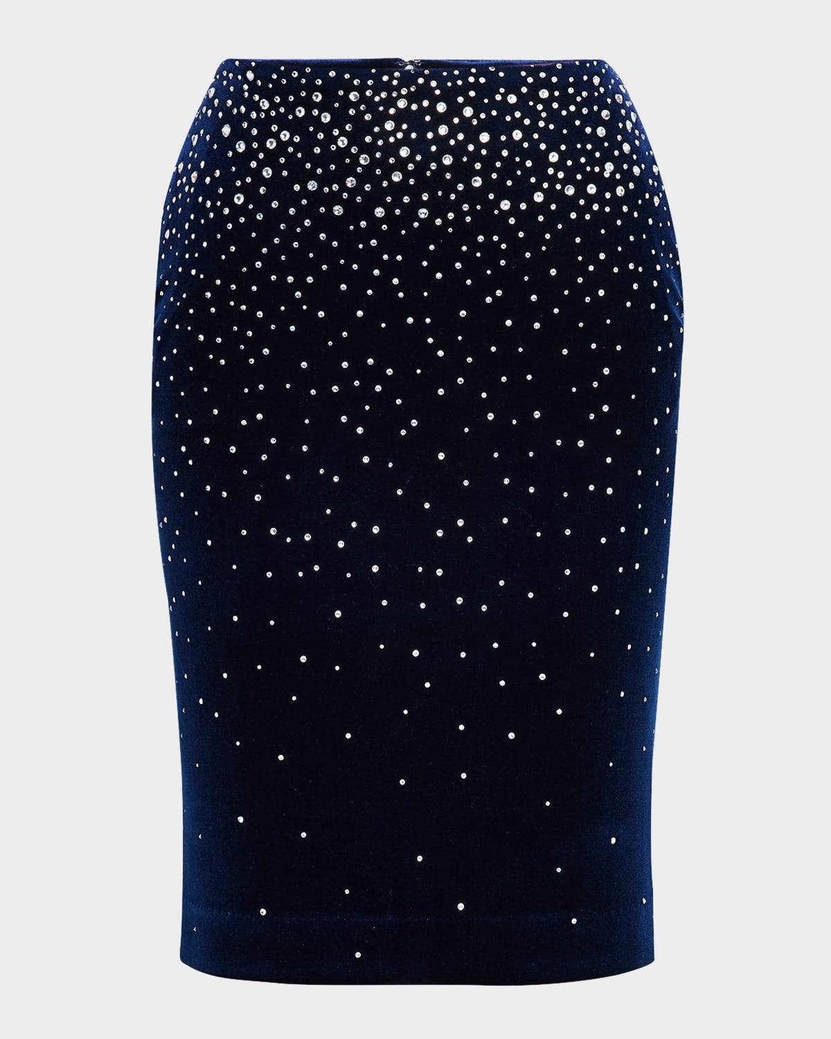 midi skirt in crystal velvet