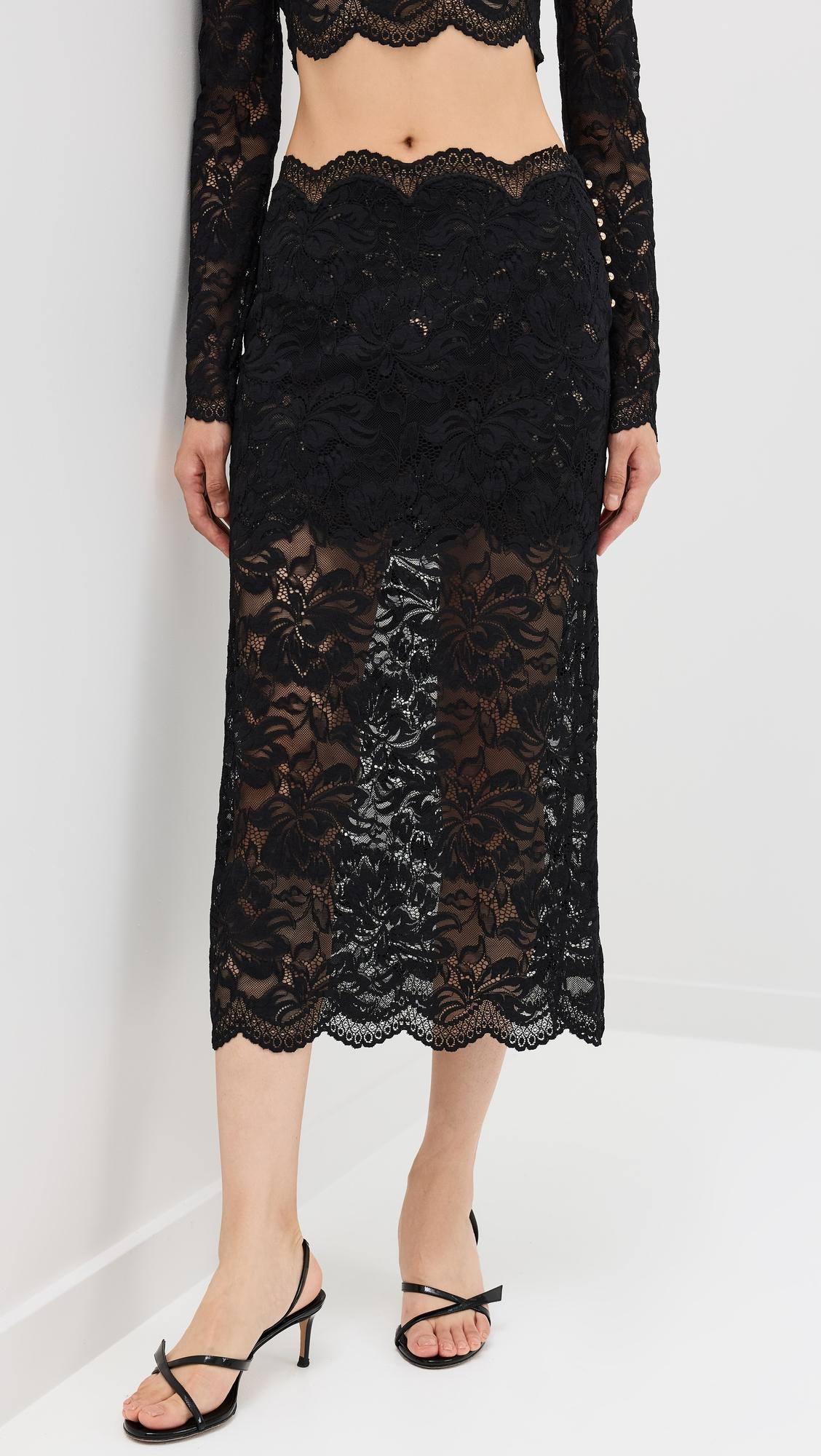 midi skirt in lace