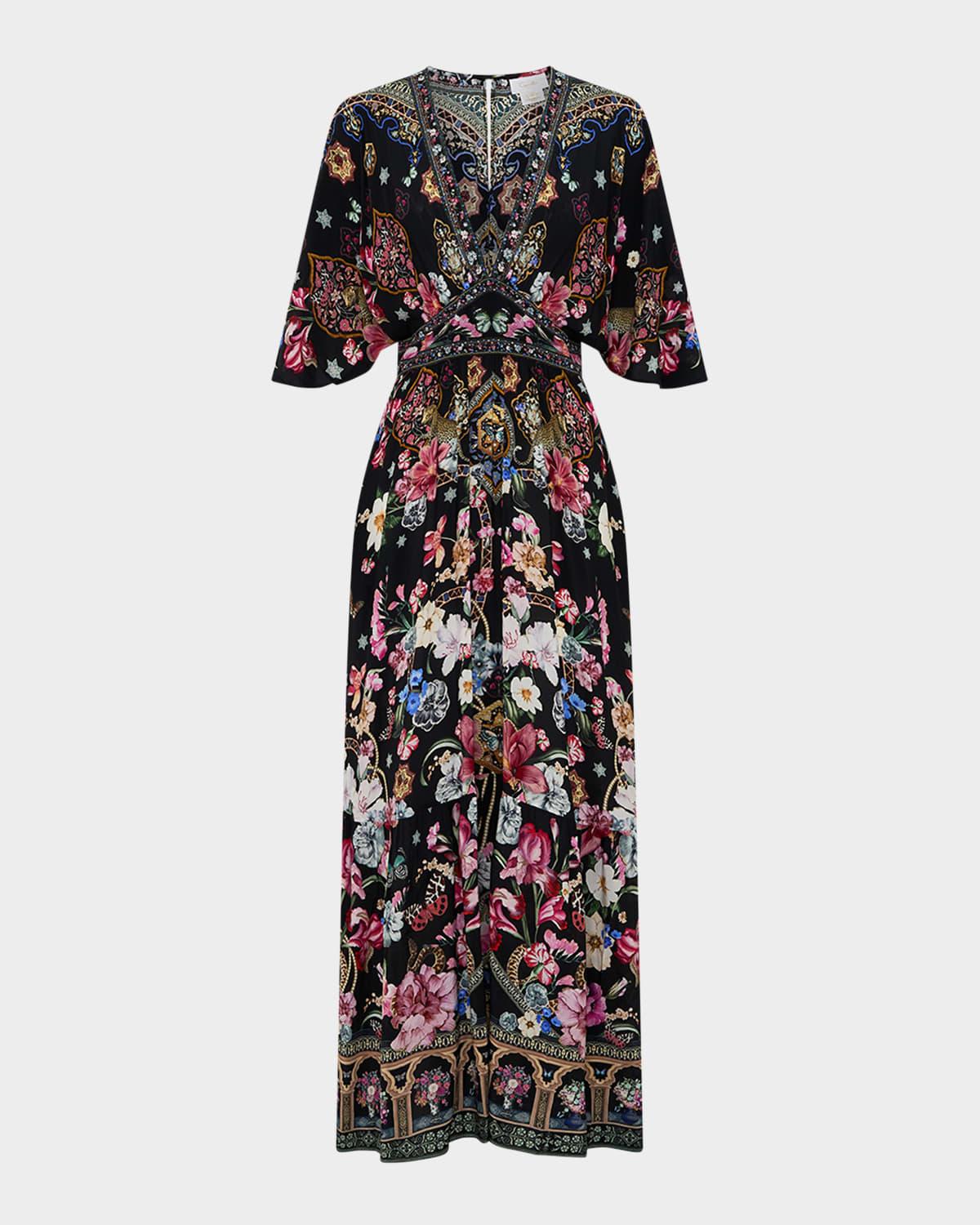 midnight in monserrate ruffle-hem midi dress