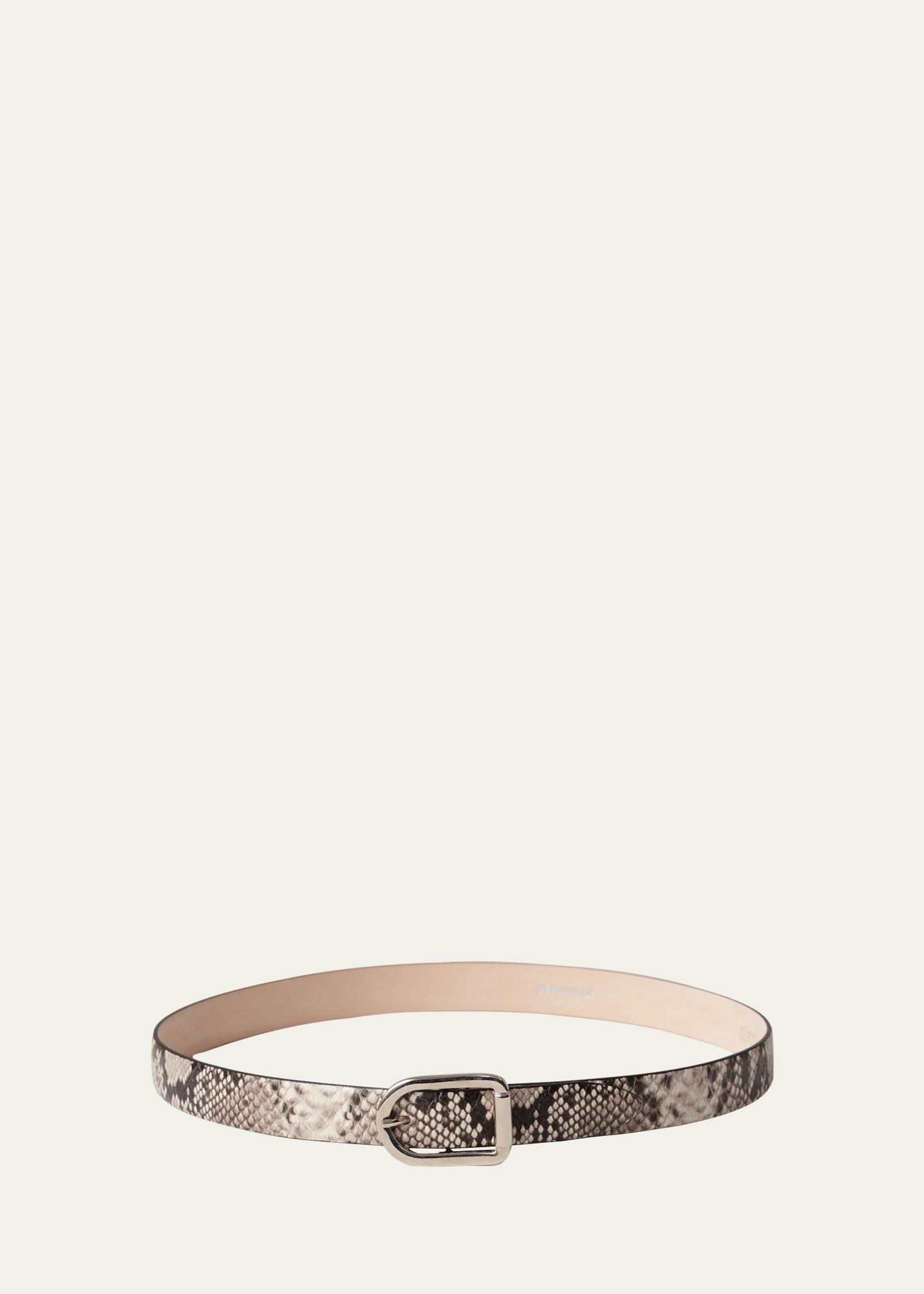 mija snake-embossed leather skinny belt