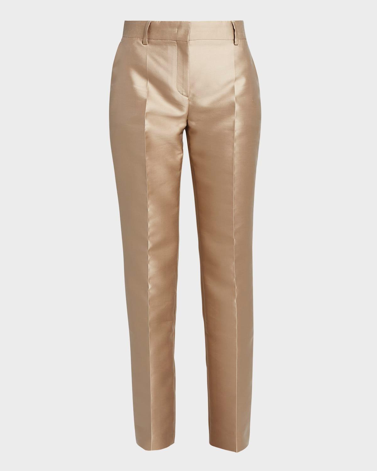mikado silk straight-leg trousers