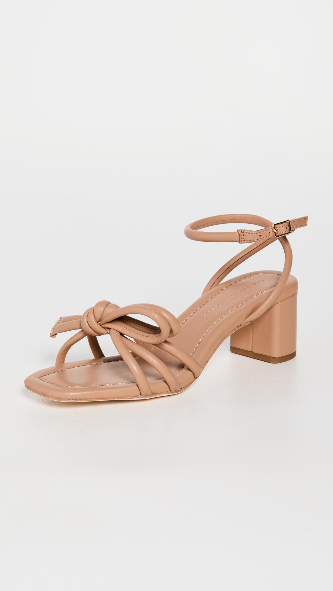 mikel leather bow mid-heel sandals