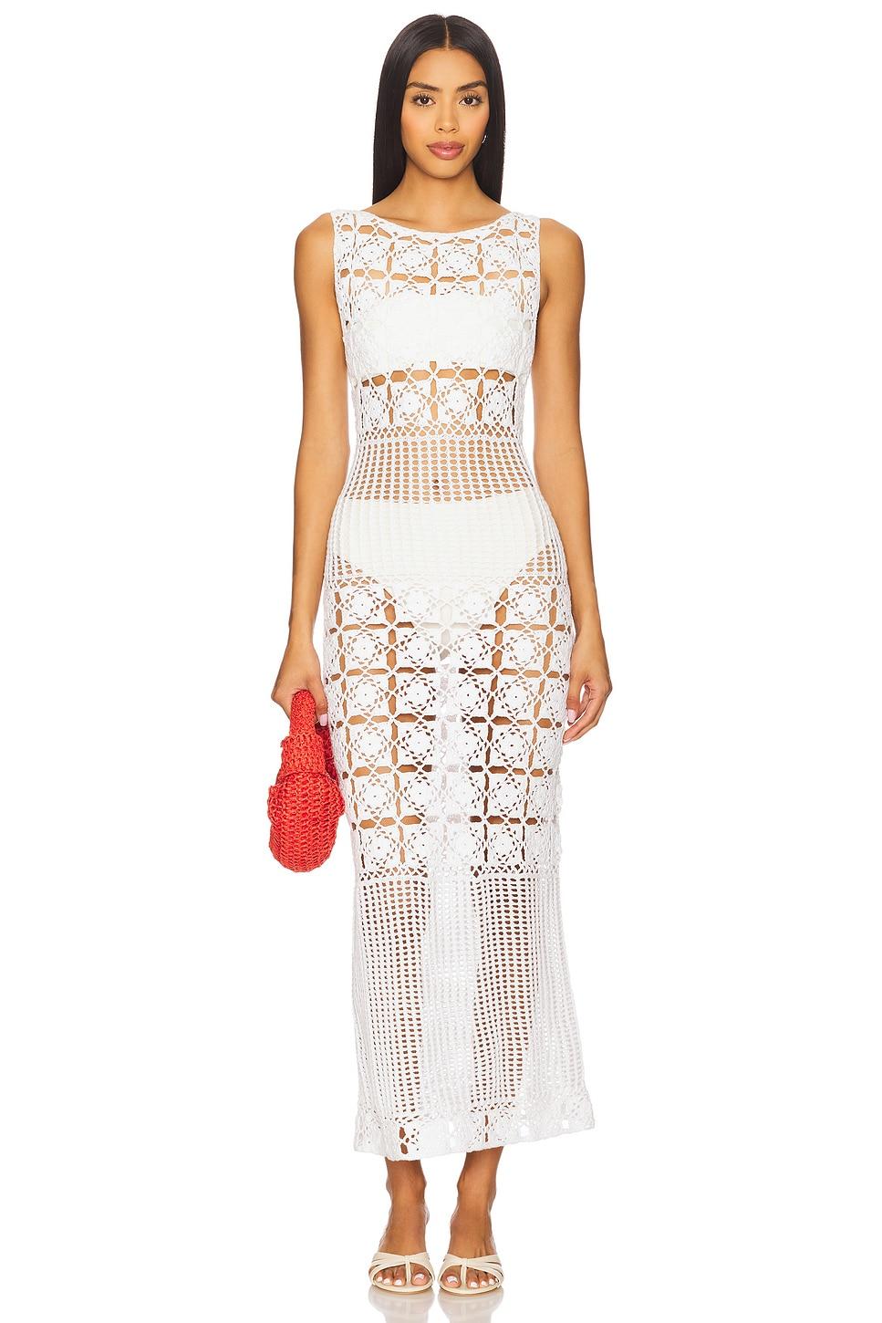 mikio crochet midi dress