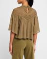 mikki eyelet yoke washed cotton blouse