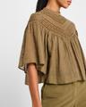 mikki eyelet yoke washed cotton blouse