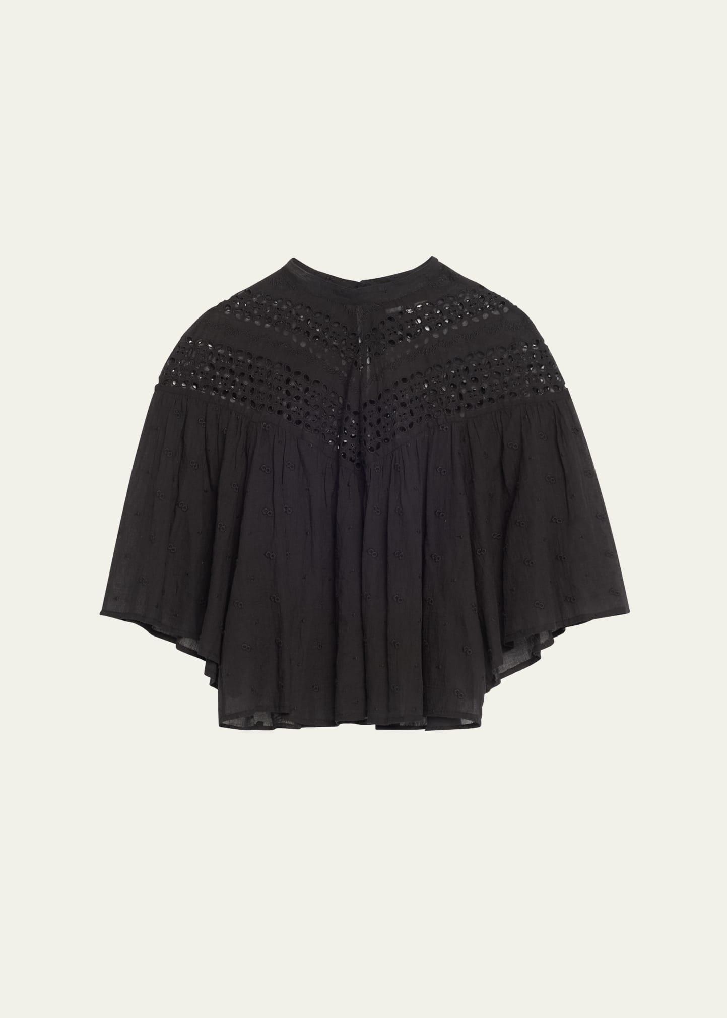 mikki eyelet yoke washed cotton blouse