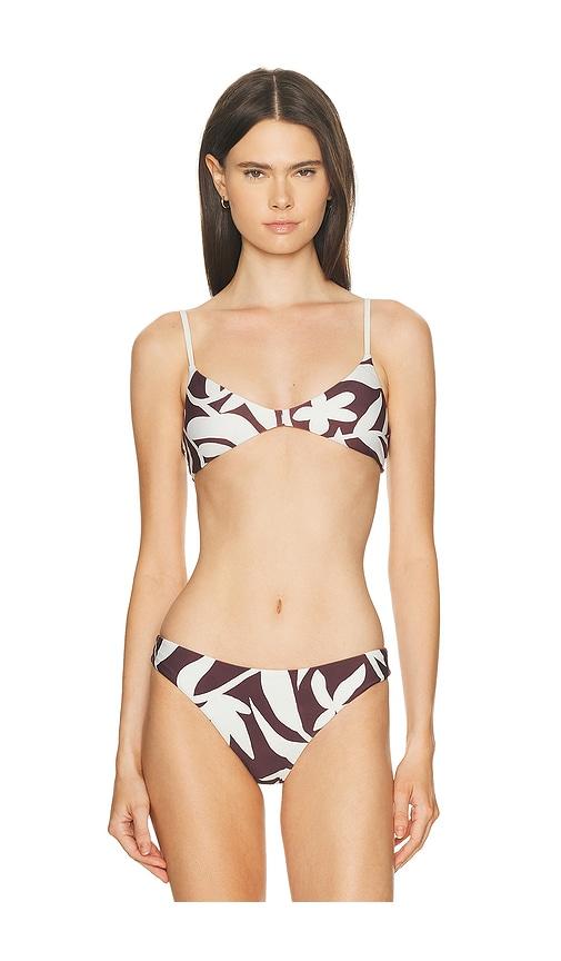 mikoh aster bikini top in cream.