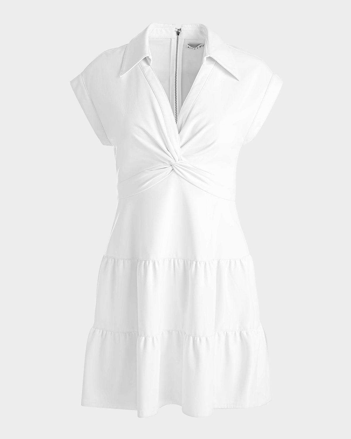 mila deep v twist-front mini dress