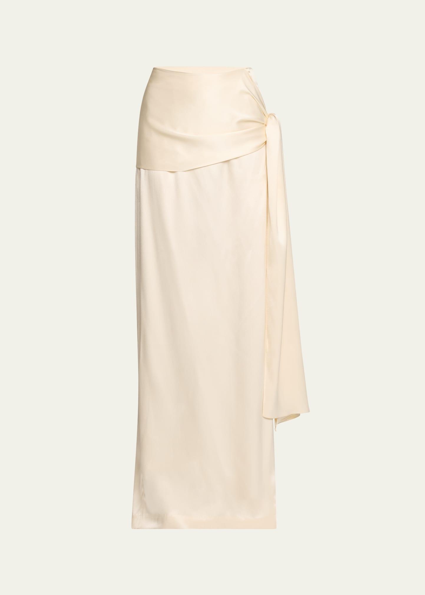 mila draped silk maxi skirt
