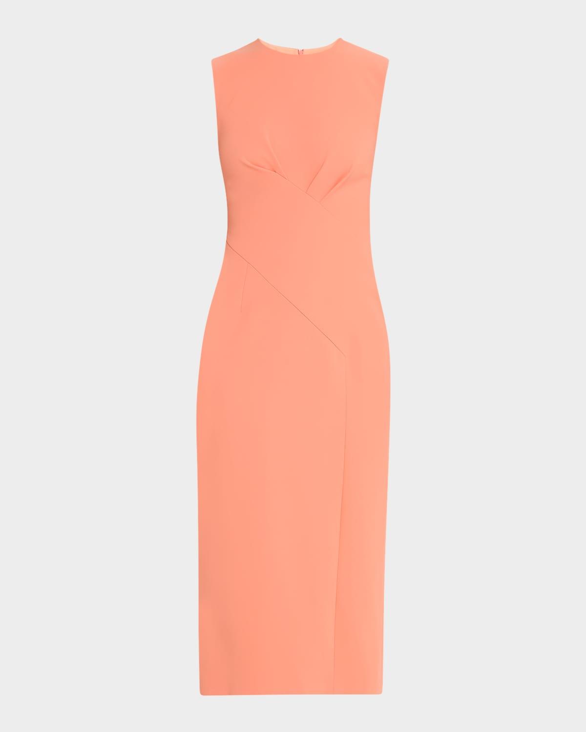 mila pleated sleeveless midi dress