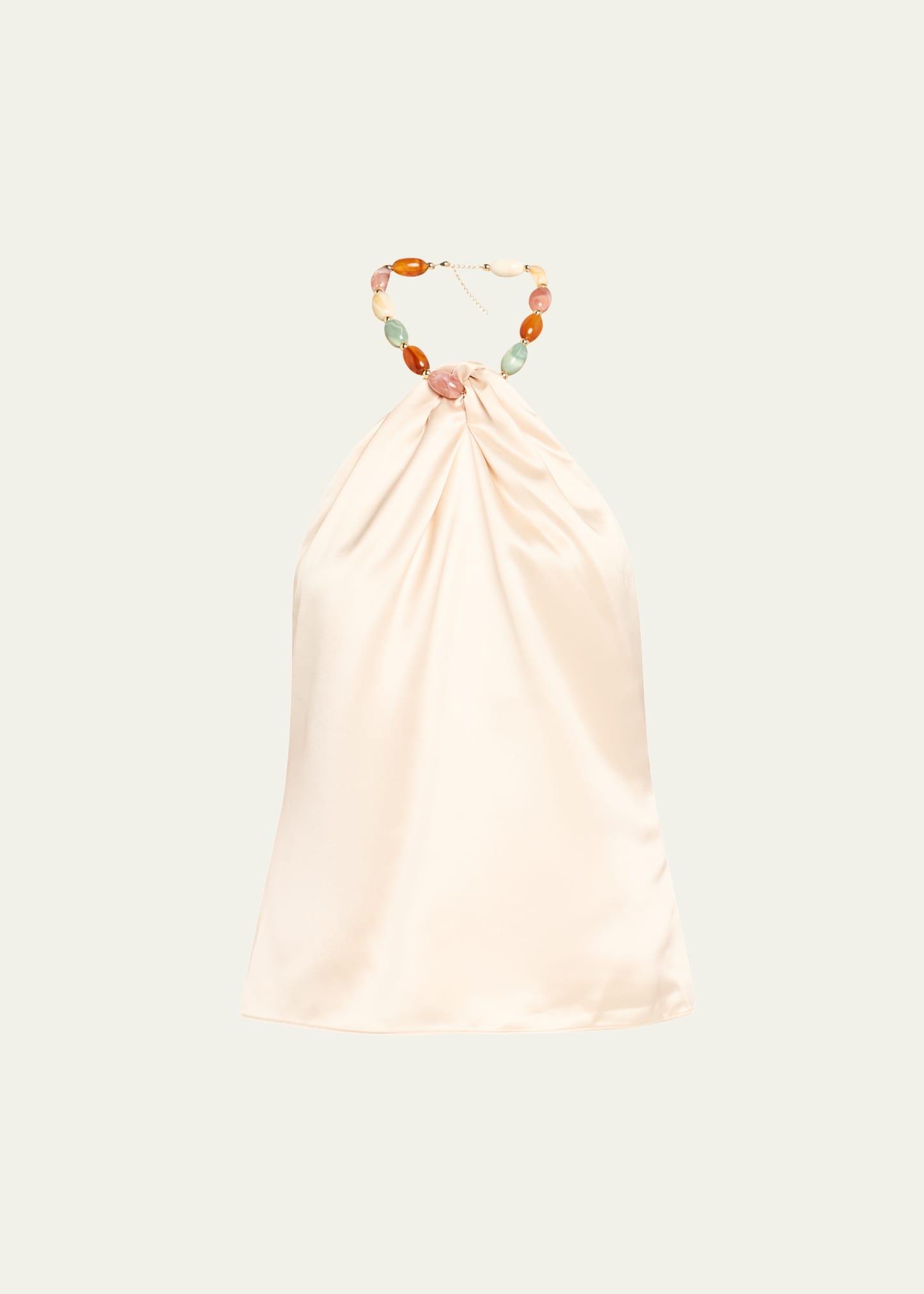 milani beaded satin halter top