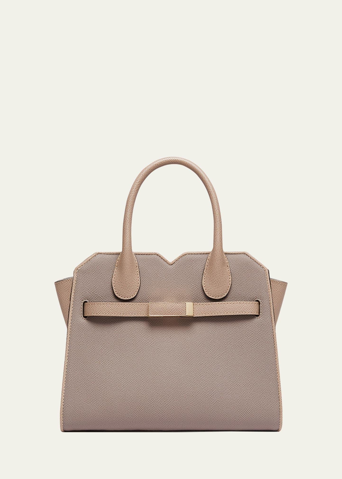 milano bicolor leather top-handle bag