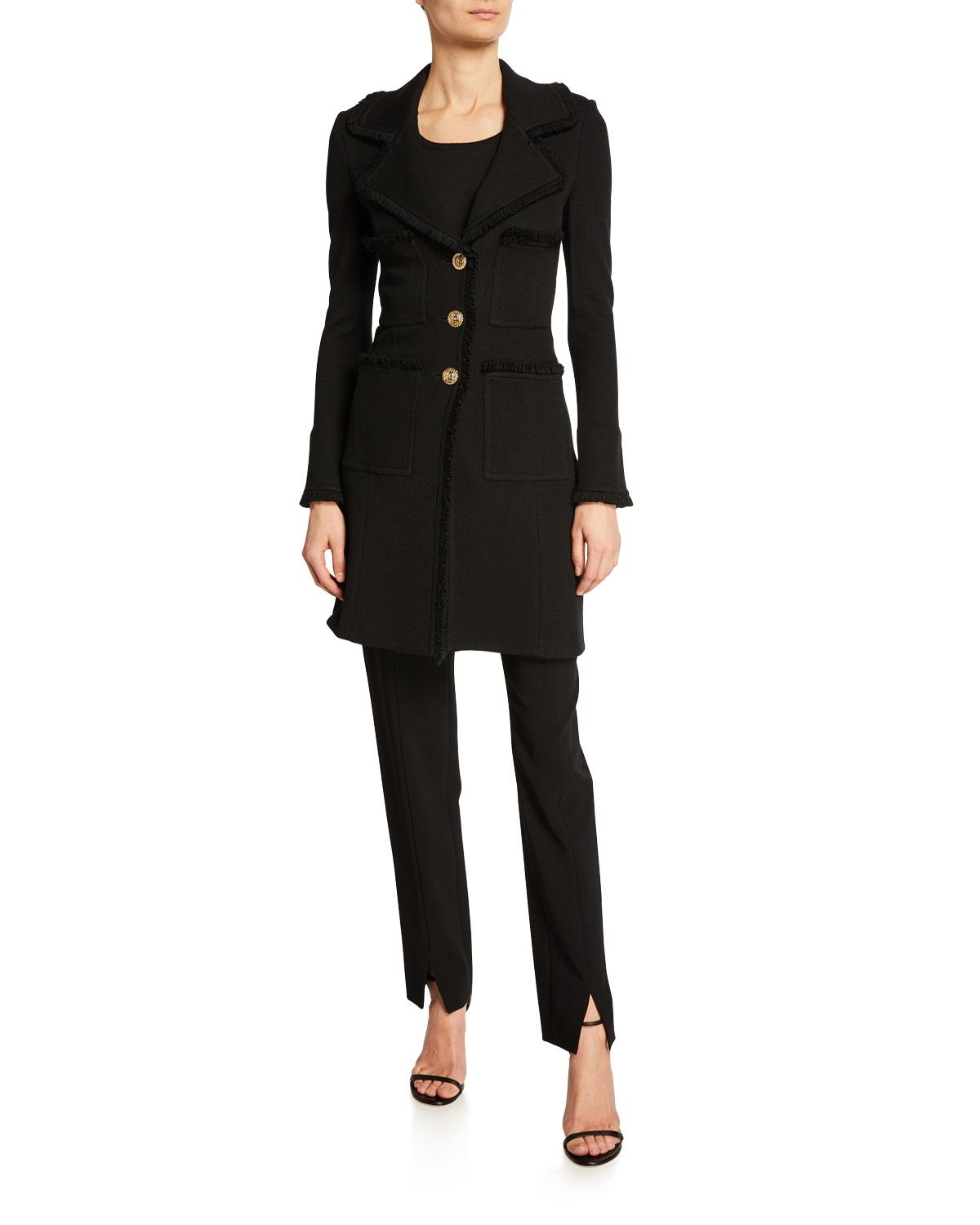 milano pique fit and flare topper coat