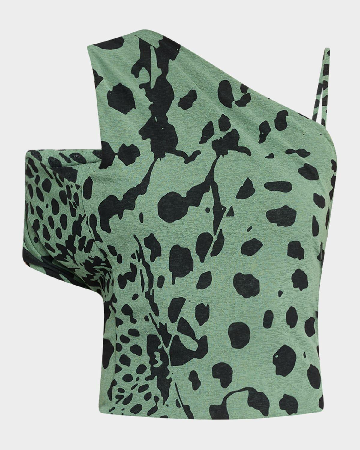 milda cheetah-print fitted asymmetric top