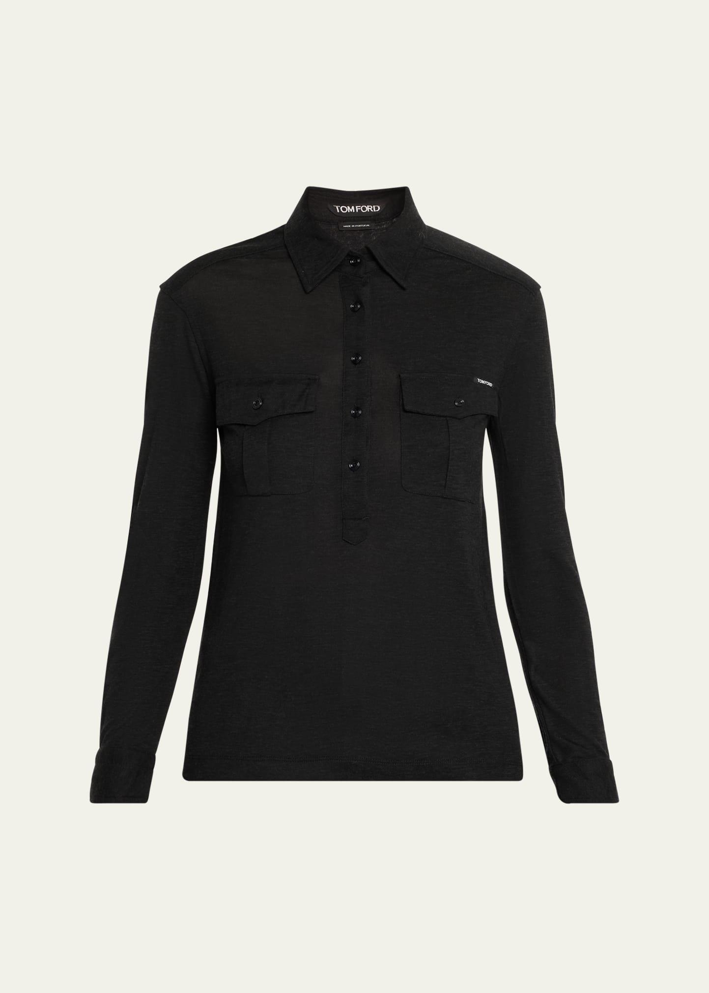 military knit polo top