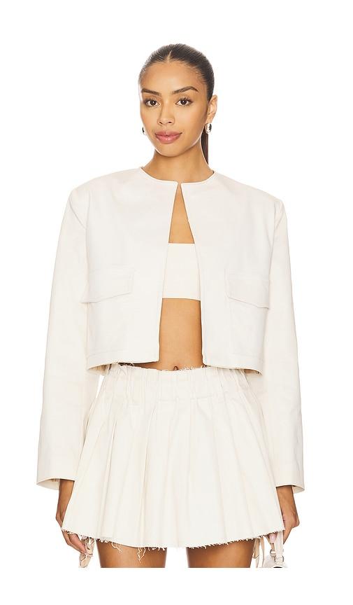 milkwhite crop jacket in ivory.