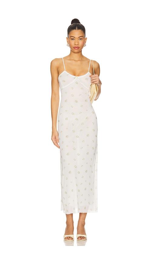 milkwhite lingerie long mesh dress in ivory.
