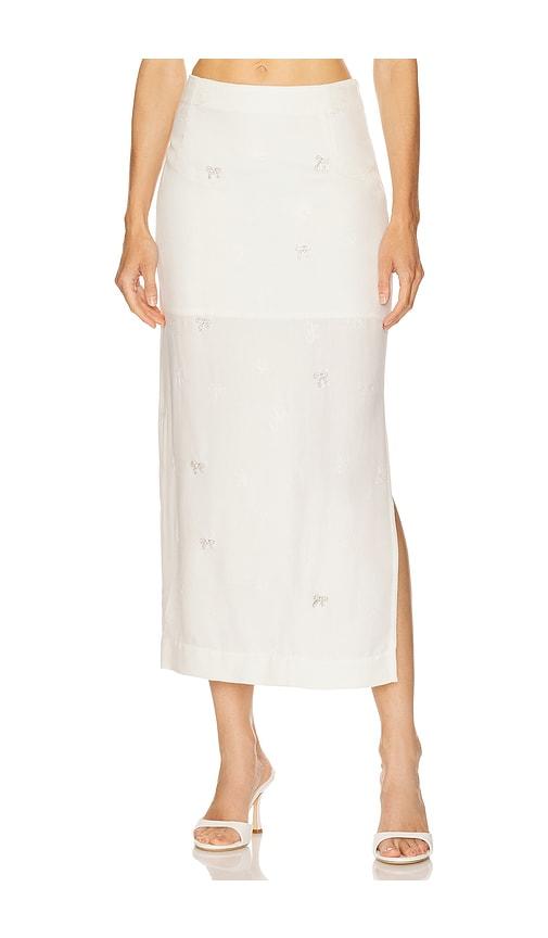 milkwhite x revolve midi skirt with mini strass bows in white.