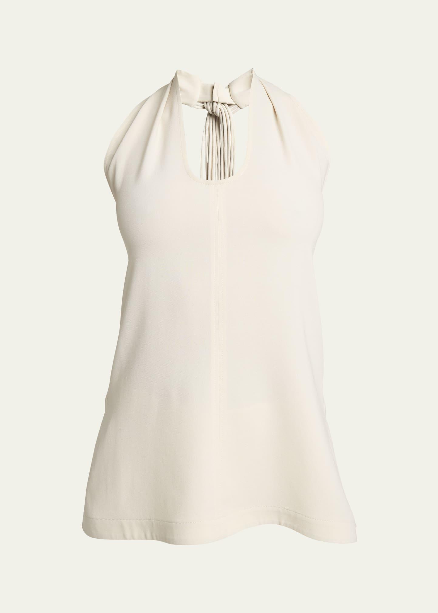 miller fringe-tie sleeveless crepe halter top