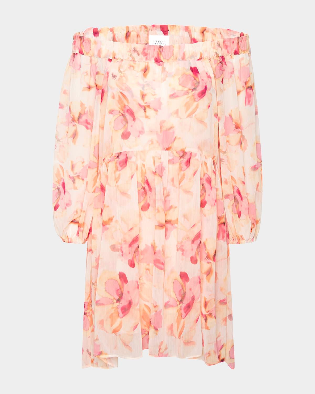 millie watercolor floral chiffon dress