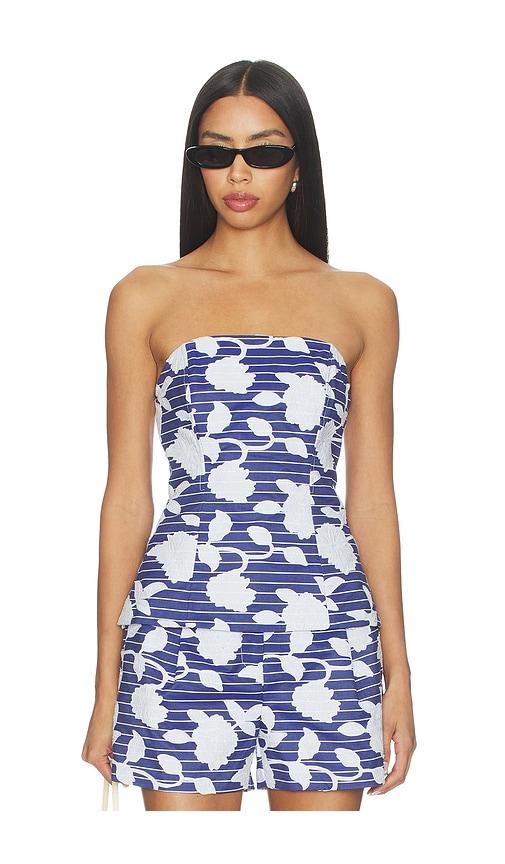 milly adeline floral top in navy,white.