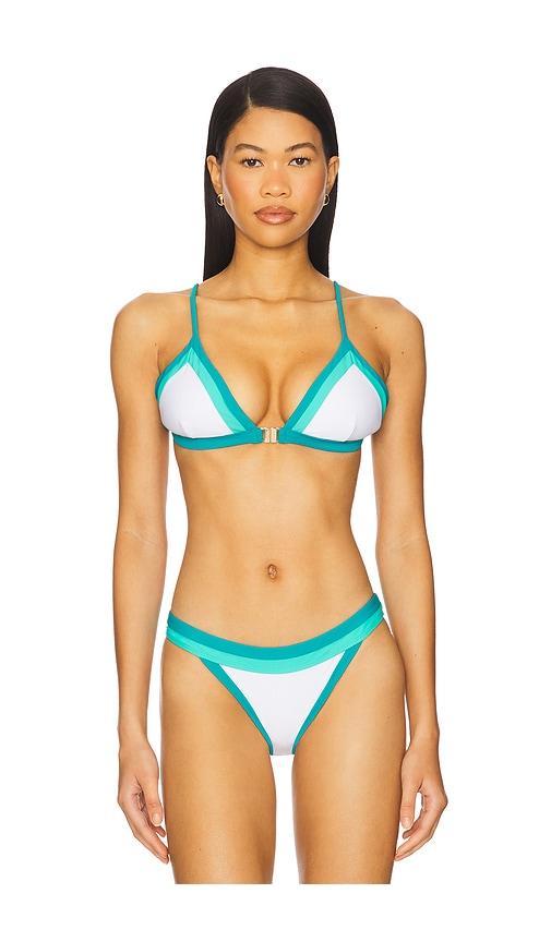 milly amalfi color block bikini top in ivory,teal.