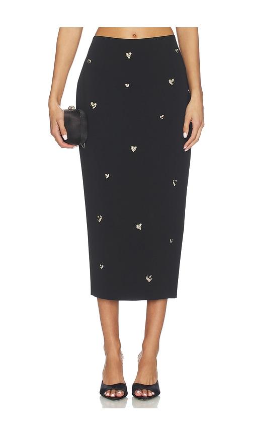 milly heart applique maxi skirt in black.