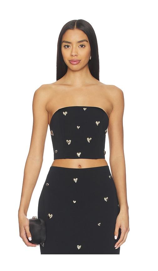 milly heart applique tube top in black.
