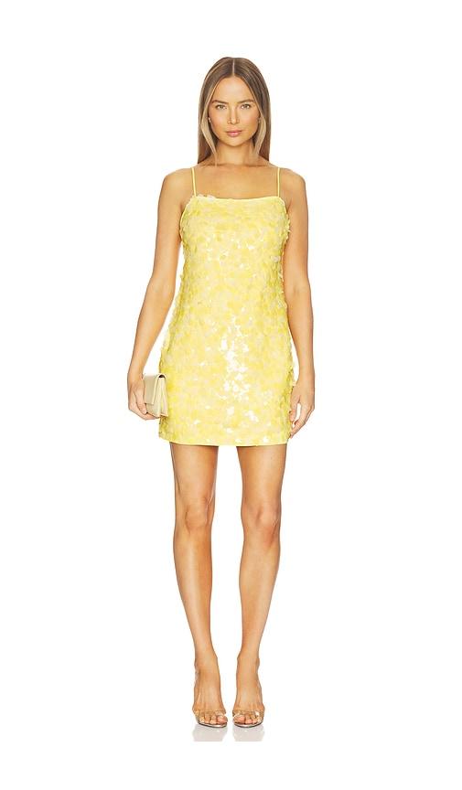 milly izel colette sequin mini dress in yellow.