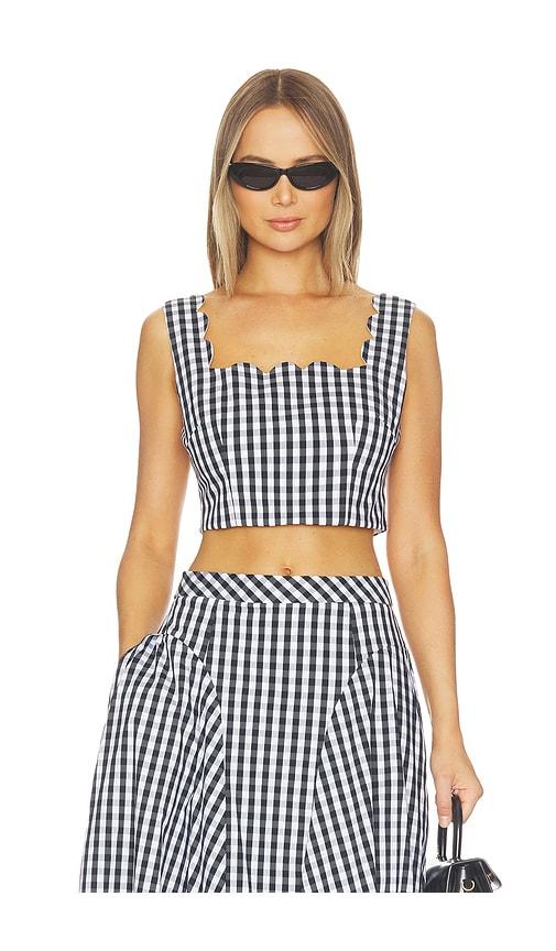milly mia gingham top in black,white.