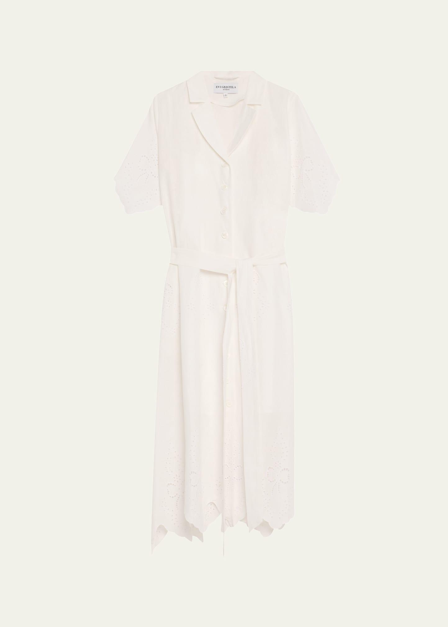milly scalloped eyelet-embroidered midi dress